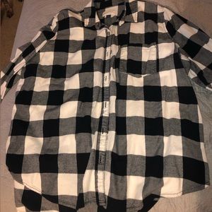 black and white checkered button up shirt